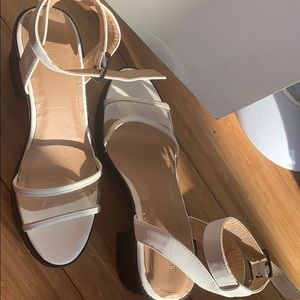 Clear strap chunky heel sandals